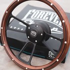 14  Steering Wheel Matte Black Mahogany Half Wrap Grip With Aluminum Rivets