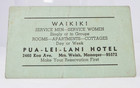 Vintage Hawaii Waikiki Pua-lei-lani Hotel Business Card - Ww2 Era