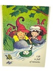  2  Whimsical Vintage Elf Help Friendship Greeting Cards Unused