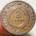 1869 Two Cent Piece 2c Full Motto Civil War Era Us Copper Coin Cc28226