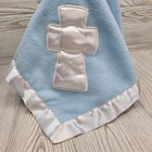 Baby Boom Plush Security Blanket Bear Cross Lovey Blue Satin Trim Christening
