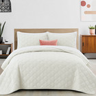 Ultrasonic Embossed Bedspread Reversible Velvet Quilt Set 3 Piece Coverlet Throw