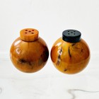 Vintage Bakelite Ball Salt   Pepper Shakers Butterscotch W dark Marbled Swirls