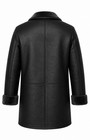 Men Real Genuine Sheepskin Shearling Leather Coat Bomber  Black Jacket