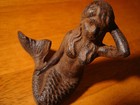 Mermaid Figurine Statue Rustic Cast Iron Nautical Tropical Beach Home Decor New