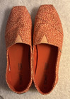 Authentic Toms Alpargata Clementine orange Small Print Canvas Size9w Summer Shoe