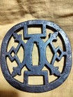 Iron-earthed Higo-edamashi Tsuba Edo Period Inlay 8 8cm X 8 6cm Used