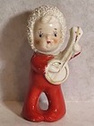 Vintage Christmas Pixie Elf Spaghetti Trim Hat Banjo Figurine Japan Estate Find 