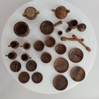 Lot 29 Vtg Miniature Doll House Wooden Plates  Bowls  Cups  Tea Set  Pot  Pan