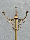 Vintage Ornate Brass Hall Tree Panther Head Coat Rack Art Nouveau 