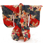 Japanese Kimono Yukata Dress Robe Floral With Wooden Rack Hanger