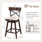 Set Of 2 Wooden Swivel Bar Stools Upholstered Counter Height Dining Chairs Brown