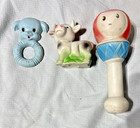 Vintage Rubber Unbranded Squeak Toys Lamb  Sheep  Cow  Rattle  Dog   Teether