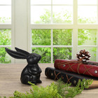 2 Cast Iron Bunny Figurines Outdoor Rabbit Statues For Garden Patio   3 7  Hollo