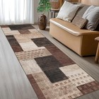 Modern Geometric Patchwork Indoor Runner Rug For Living 2 X 6 Feet Chocolate