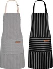 2pack Adjustable Kitchen Apron For Women Men With 2 Pockets   cotton-polyester    