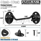 Evcuhasl 4 Inch Privacy Hook And Eye Latch  Black Iron Barn Door Lock 4