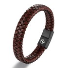 Wsesto Brown Leather Bracelet With Stainless Steel Magnetic Clasp - Men s   