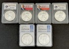 2017 Silver Eagle Ms70 Trump Pcgs First Strike Ngc First Day Of Issue - Lot Of 6