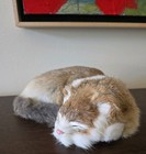 Vintage Real Fur Tabby Cat Kitten 9   6 5  Sleeping Realistic Figure