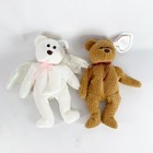 Ty Beanie Baby Curly Brown Bear  4052 Halo  4208 Vintage Plush Lot Of 2