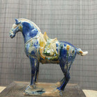 Antique Chinese Ceramics Tri-color Glazed Pottery Tang Dynasty War-horse Statue