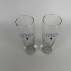Michelob Ultra Tall Pilsner Beer Glasses Set Of 2 Clear Blue Logo Weighted Base