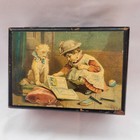Clark s O n t  Spool Cotton Lithograph Advertising Box  Girl With Dog