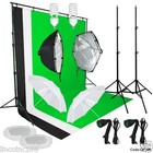 Studio Photography Video Lighting And Background Kit W  Muslin Backdrops
