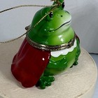 Frog Prince Trinket Box Ornament Porcelain Hinged Holiday Decor W Box