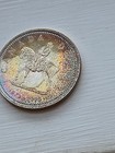      1973 Canada Rcmp Centennial Proof Dollar Insane Rainbow Toned Gem         