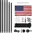 Flag Pole Kit Extra Thick Heavy Duty Aluminum Flagpole Outsides 25 Ft