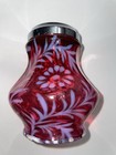 Fenton Cranberry Daisy   Fern Barber Bottle W stopper Also Daisy Sugar Shaker