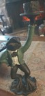 Vintage  Cast Iron Frog Entertainer Candlestick 