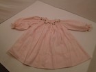 Vtg Smocked Pink Embroidered Collar  wrist Infant Toddler Dress Ribbon Flowers