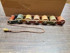 Vtg 1950 s Playskool Wooden Jointed Roller Caterpillar Colorful Hinged Pull Toy