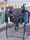 Child Youth Pony 11   Black Leather Western Tooled Trail Saddle