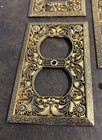 3 Vtg N65d Ornate Metal Outlet Switch Cover Flower Scroll Gold Hollywood Regency