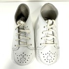 Vintage Stride Rite Baby Shoes White Leather Lace-up Crib Shoes