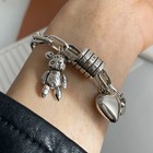 Vintage Sterling Thick Chain Bracelet Heart Pendant Trend Cute Bangle