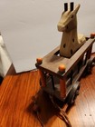 Vtg 1990 Hand Carved Painted Giraffe   Wagon Wooden Replica Pull Toy Decoration