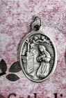 St  Saint Rita - Pray For Us - Italian Silver Tone Ox 1  Medal 