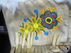 Native American Indian Handmade Beaded Leather Hide Mittens Gloves Fur Trim