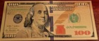  100 Gold Banknote 999 Pure 24k Dollar Bill Us Currency With Deluxe Sleeve