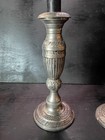 Vintage Silver Plated Columnar Pillar Candlesticks Pair Heavy Weighted Silver     