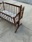 Vintage Wood Swing Rocking Spindle Baby Bassinet Cradle Crib Mattress  Hedstrom