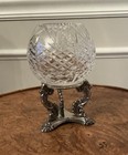 Godinger Cut Crystal Votive Candle Holder With Silver Plate Stand 7 5    