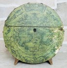 Vintage Travel Bar Portable Pub Amber Glass   Wood Case W zodiac Atlas Design