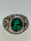 Vintage Ostby Barton Ob Sterling Silver Girl Scout Green Glass Ring Size 5 75