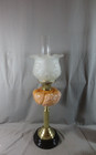 Antique Brass   Glass Oil Lamp Chimney   Vintage Moulded Glass  Oil Lamp Shade